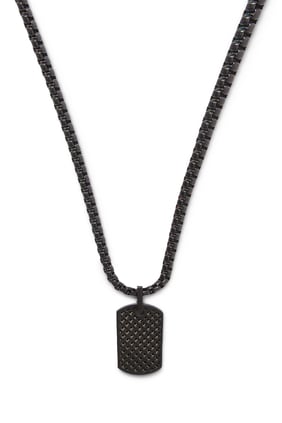 Black IP Plated Stainless Steel RT Elements Dog Tag Necklace