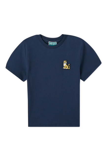 Kids Tiger Graphic-Embroidered Cotton T-Shirt