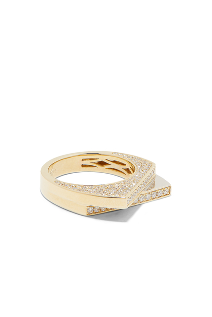 Handcuff Ring, 9k Mixed Gold & Diamonds