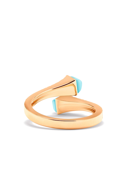 Cleo  Slim Ring, 18k Pink Gold with Blue Chalcedony & Diamonds