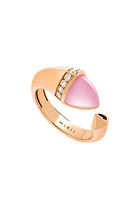 Cleo Midi Ring, 18k Rose Gold, Pink Coral & Diamond