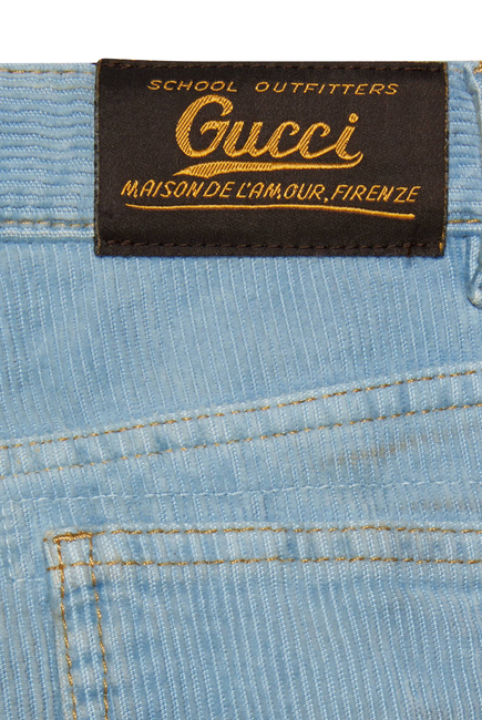 Corduroy Shorts with Gucci Label