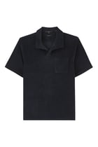 Terry Short-Sleeve Johnny Collar Polo Shirt