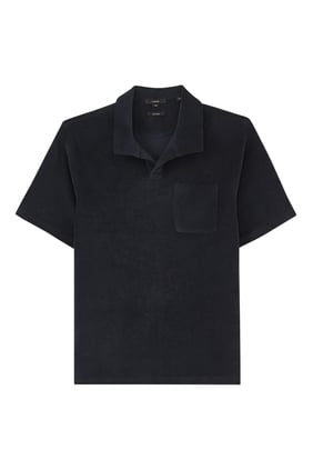 Terry Short-Sleeve Johnny Collar Polo Shirt