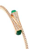 Cleo Slim Bangle, 18k Rose Gold with Green Agate & Diamonds