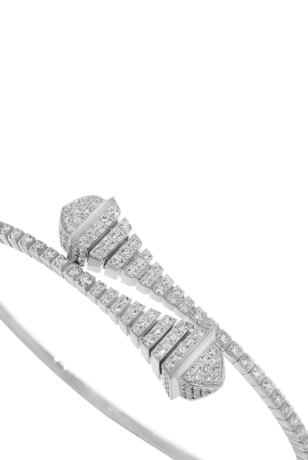 Cleo Rev Slim Slip-On Bracelet, 18k White Gold & Diamonds