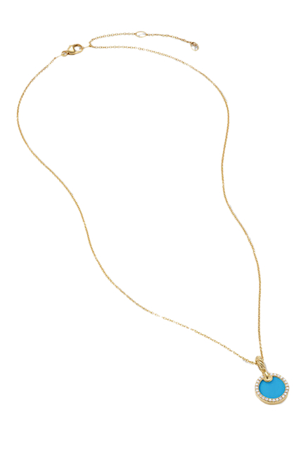 Petite DY Elements Pendant Necklace, 18K Yellow Gold With Turquoise And Diamonds