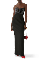 Strapless Embellished Maxi Dress