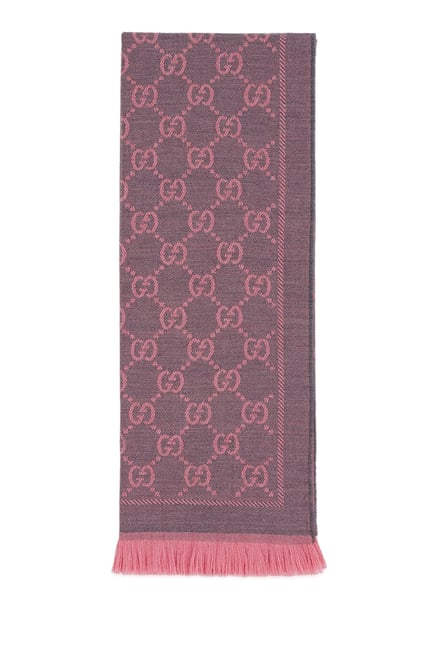 Gucci GG Jacquard Pattern Knitted Scarf
