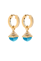 Cleo Mini Rev Earrings, 18k Yellow Gold with Turquoise & Diamonds