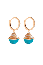 Cleo Mini Rev Drop Earrings, 18k Rose Gold with Turquoise & Diamonds