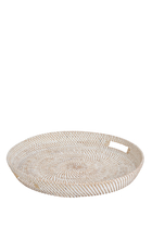 Oversized Round Whitewashed Rattan Tray