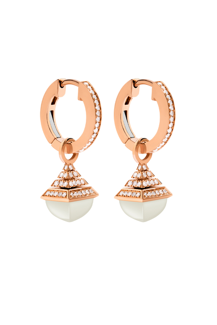 Cleo Mini Rev Drop Earrings, 18k Rose Gold with Moonstone & Diamonds