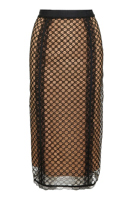 GG Net Skirt with Lace Trims