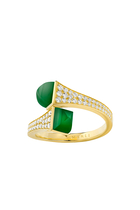 Cleo Midi Ring, 18k Yellow Gold with Green Agate & Diamonds