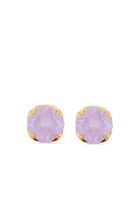 Pop of Joy 10mm Spade Flower Studs, Plated Metal & Cubic Zirconia, Enamel, Titanium Posts