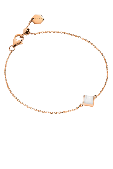 Cleo Pyramid Bangle, 18k Pink Gold with White Agate & Diamonds