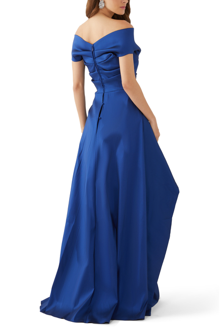 Off Shoulder Stretch Gazar Gown