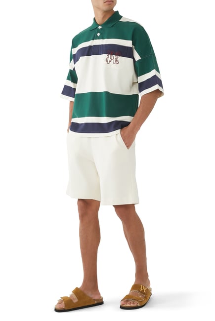 Palm Angels Polo M/l Rugby Monogram in Green for Men