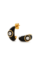 Dome Mini Hoop Earrings, 18k Gold-Plated Brass