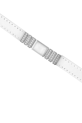 UNII White Agate And Diamond Leather Strap Bracelet