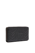 GG Marmont Chevron Leather Zip-Around Wallet