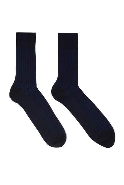 Shadow Ribbed Cotton Socks