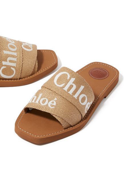 Woody Flat Linen Sandals