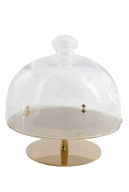 Gold-Plated Cake Stand With Glass Dome