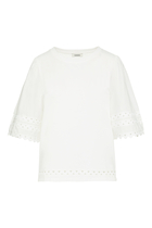 Scalloped-Sleeves Oversized Cotton T-Shirt