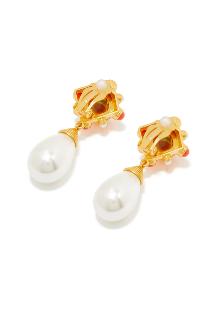 Julia Pearl Drop Earrings, 24K Gold-Plated Brass