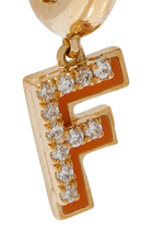 F Huggie Earring, 18k Yellow Gold & Diamonds