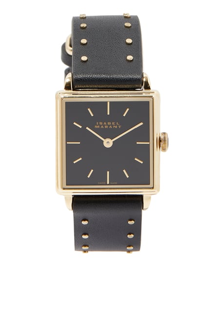 Montre Studded Leather Strap Watch