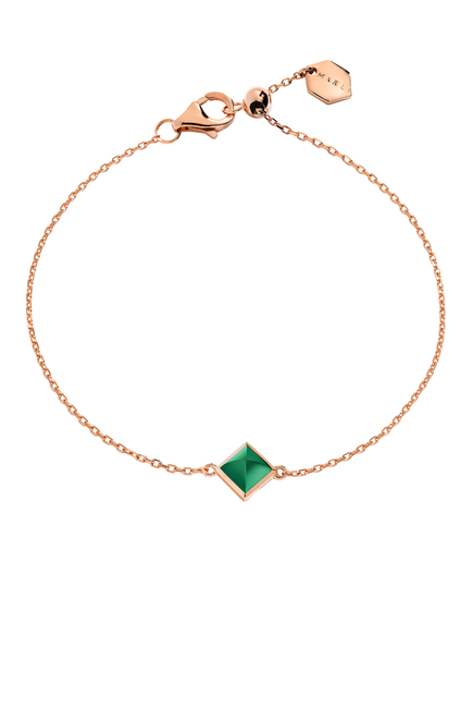 Cleo Pyramid Bracelet, 18k Pink Gold & Green Agate