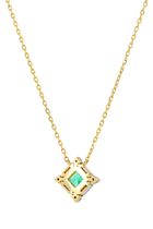 Princess Mini Pendant, 18k Yellow Gold with Emerald & Diamonds