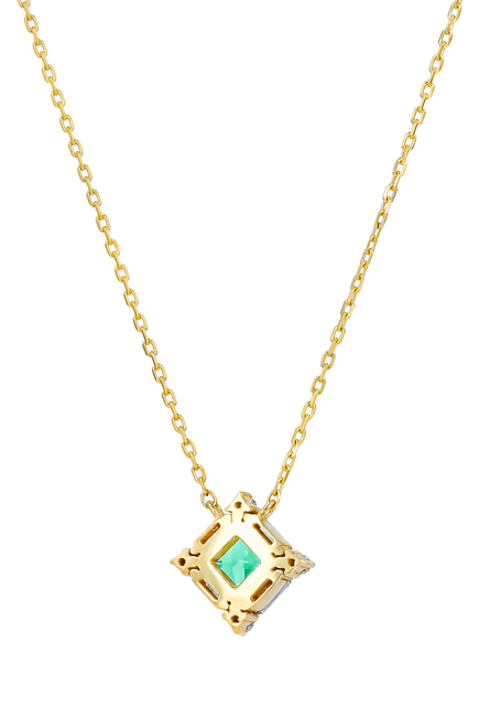 Princess Mini Pendant, 18k Yellow Gold with Emerald & Diamonds