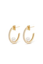 14-Karat Gold, Diamond And Freshwater Pearl Hoop Earrings