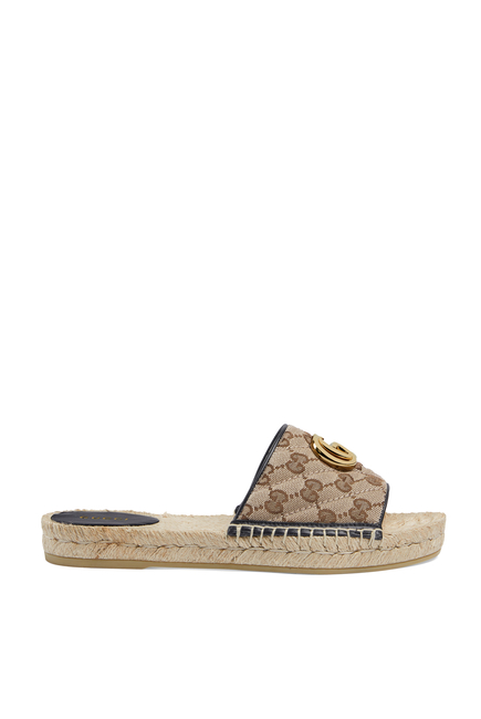 Gucci GG Matelassé Canvas Espadrille Sandals