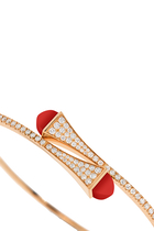 Cleo Midi Bangle, 18k Rose Gold with Red Coral & Diamonds