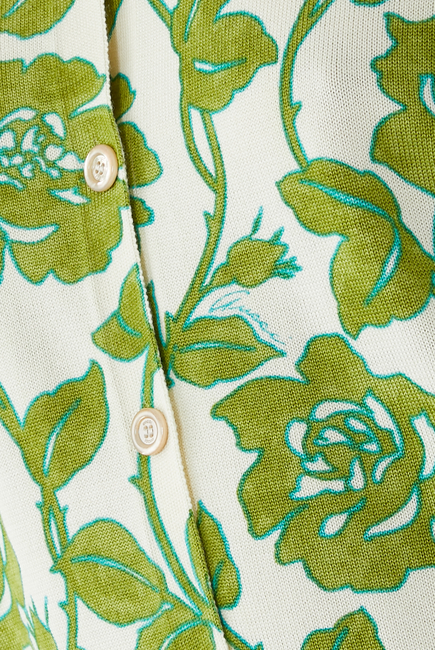 Floral Print Wool Silk Cardigan