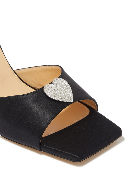 Crystal Heart 95 Satin Slingbacks