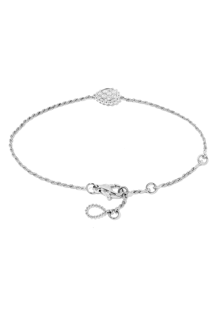 Serpent Bohème XS motif chain bracelet, paved with diamonds, in white gold