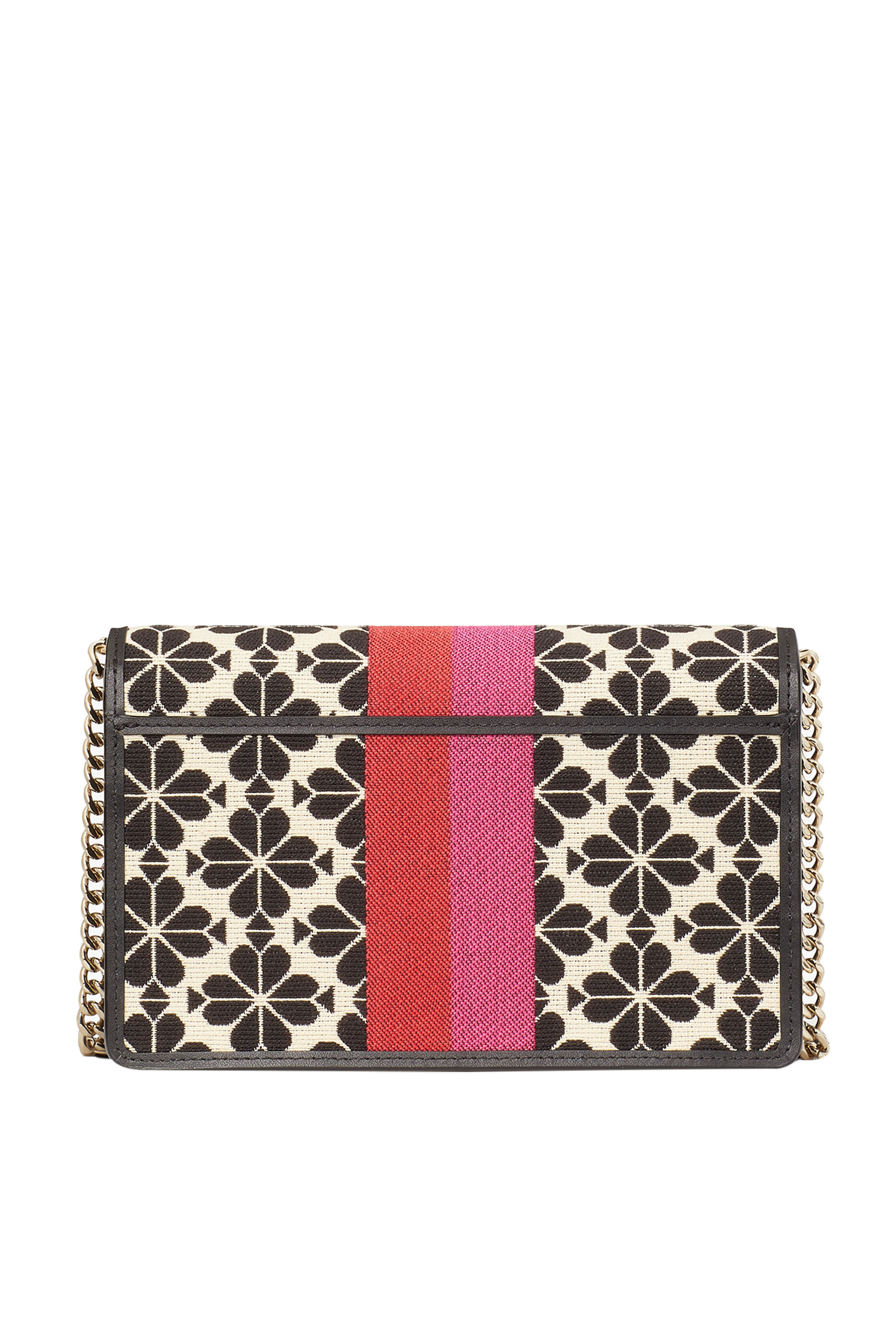 spade flower jacquard stripe chain wallet