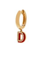 D Huggie Earring, 18k Yellow Gold & Diamonds