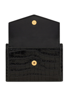 Uptown Card Case In Crocodile-Embossed Leather