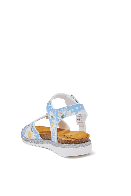 Daisy Print Faux Leather Sandals