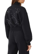 Bling Stars Crop Zip-Up Sweatshirt