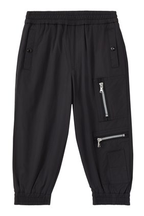 Black Microfiber Zip Detail Pants