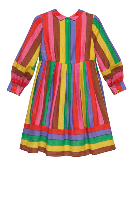 Embroidered Striped Dress