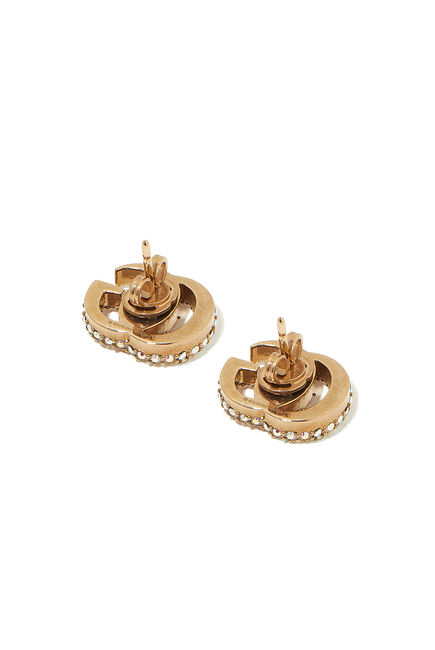 Double G Studs, Gold-Plated Metal & Crystals
